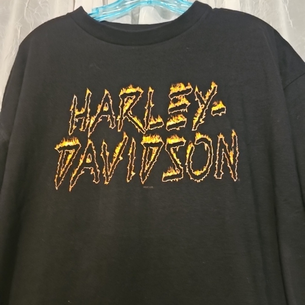 Mens Harley Davidson Flame font shirt 2XL vtg